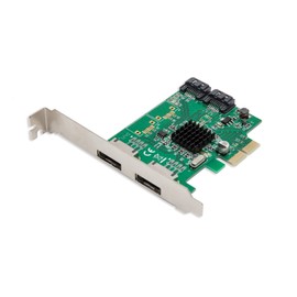IO CREST SI-PEX40058 - Tarjeta controladora (2 Puertos, SATA III, 2 Puertos, eSATA III, PCIe 2.0, 2 hiperduo), Color Verde