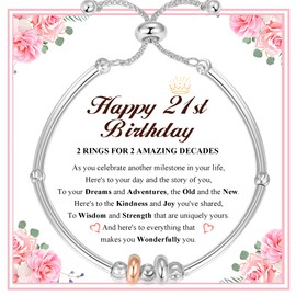 Avotto 60th Birthday Gifts for Women 925 Sterling Silver Bracelet Adjustable Silver Bracelets for Women Birthday Gifts with Cards for Mother Daughter Sister Grandma