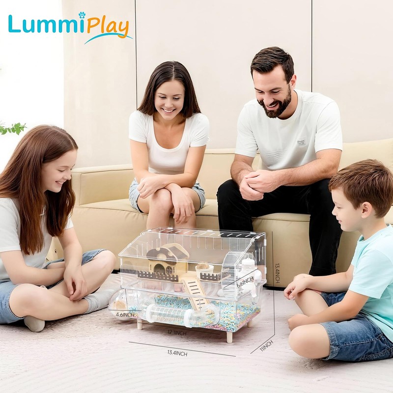 8 in 1 Acrylic Hamster Cage with all accessories,2-Layer Hamster