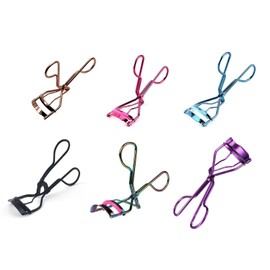 Exeton Eyelash Curler Applicators, Non Slip Ring Handle, Professional Beauty Tools (Black Pink)