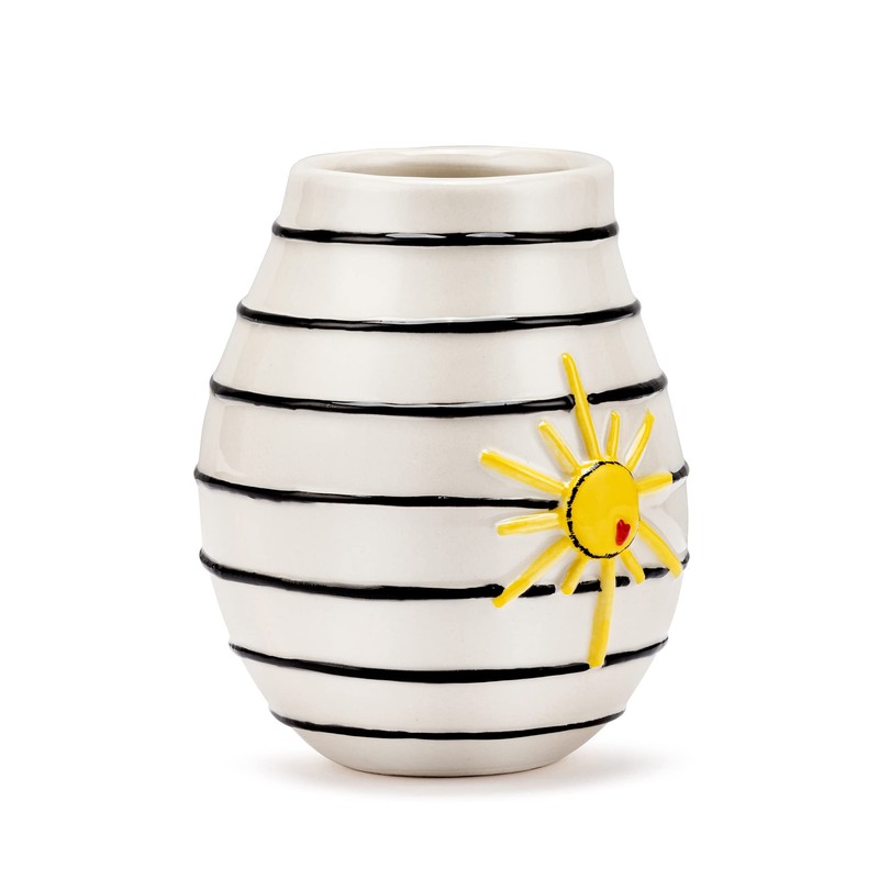Demdaco - Jarrón Decorativo con diseño de Rayas Blancas y