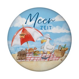 Seagull on the Beach Magnet with Bottle Opener Round with Saying Sea Time Northern Lights Flair for Home Holiday Memory on the Coast with Friends Starfish Decor