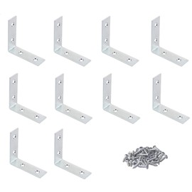 TERF® 10 Pcs Zinc Plated Steel 75mm X 75mm X 20mm (3’’ X 3’’ X 0.78’’) Angel L Shape Corner Brace Bracket Joining Fixing Self Support Repair with Fixing Screw