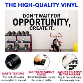SEATUNE Motivational Office Wall Decals - Inspirational Quotes Positive Gym Wall Stickers - Bedroom Home Garage Vinyl Art Wall Decor - Don't Wait for Opportunity, Create It 35"X9.8"