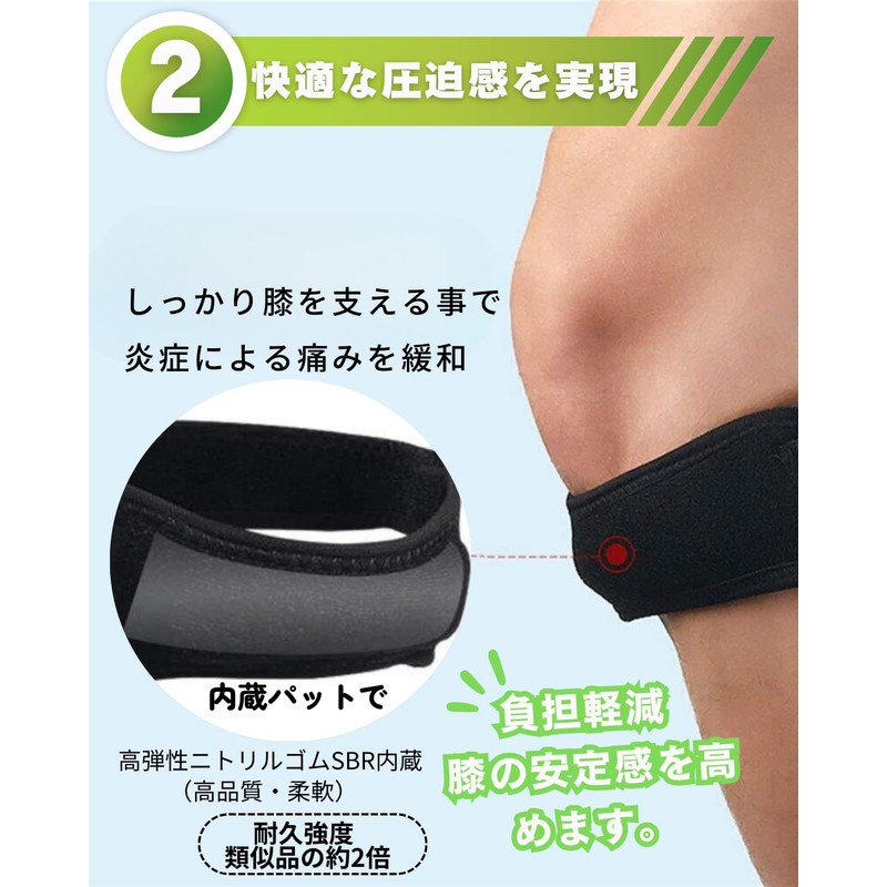 2個セット 膝サポーター スポーツ 膝用サポート 【通気性&加圧調節】膝バンド 安定 膝ジャンパー 男女左右兼用 高齢者 介護