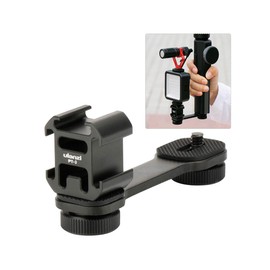 ULANZI PT-3 Triple Cold Shoe Mount Adapter Aluminium for Gimbal (DJI Osmo Mobile 2/3, Zhiyun, Feiyutech), Camera and Smartphone Vlog Video Microphone Extension Bar,Black