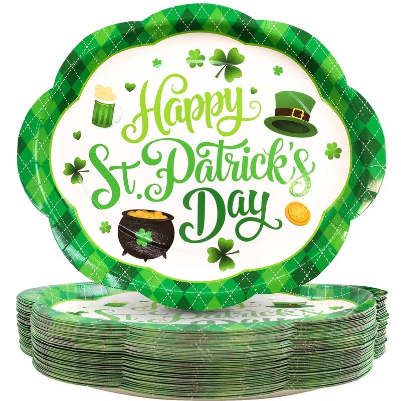 Fancy Land 30 Pcs St Patrick’s day Oval Paper Plates