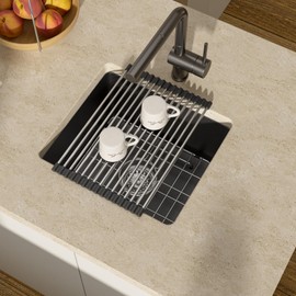 Lordear Black Bar Sink 18x16 Inch Undermount Bar Sink Small Quartz Bar Sink Granite Composite RV Sinks