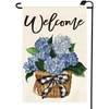 Welcome Spring Hydrangea Garden Flag 12x18 Inch Double Sided Summer