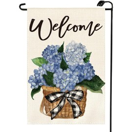 Welcome Spring Hydrangea Garden Flag 12x18 Inch Double Sided Summer Outside Floral Welcome Yard Outdoor Decoration Flag CJ11