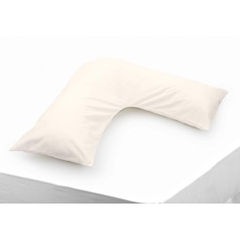 Belledorm Cream V shaped pillow case cover with poppers - 200 thread count percale - pregnancy maternity orthopaedic support nursing