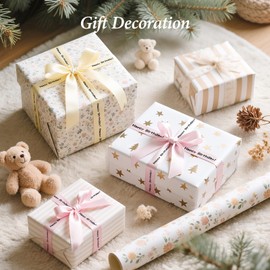 NIIMBOT N1 Satin Ribbon Set, Only for N1 Label Maker, for Gift, Wedding, Party, Craft Wrapping, DIY, Beige Satin Ribbon(14mm x 5.1m) with Black Ribbon(14mm x 6.2m)