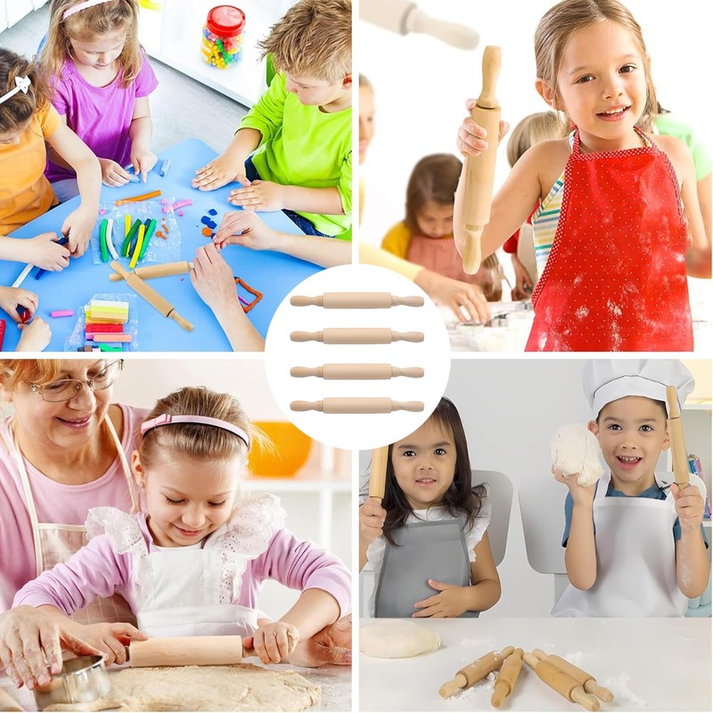 4 PCS Small Rolling Pin, Clay Rolling Pin, Mini Rolling