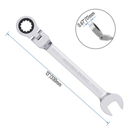 Skweawert 15/16 Inch Flex-Head Ratcheting Combination Wrench SAE 72 Teeth 12 Point Ratchet Box Ended and Open End Spanner Tools, Flexible Head Gear Wrench, Heat-Treated CR-V