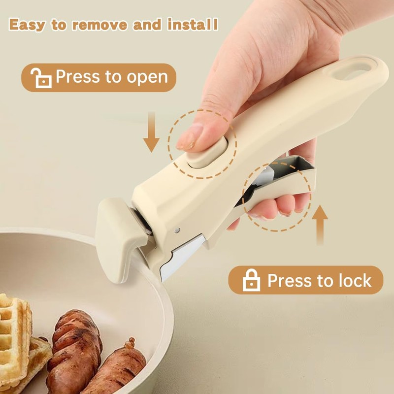 Ranjaner Removable Pot Handle with White Detachable Cookware Replacement Handle,