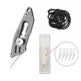 Harnds Pea Sharp Utility Knife Retractable Exacto Knife with Titanium Alloy TC4 and 5 Pcs SK5 Steel Blades, Craft Hobby Knife for Cartons, Art, Craft Making (Stonewash)