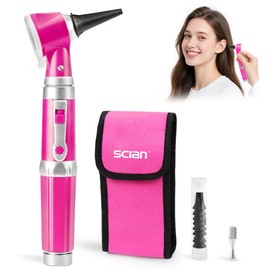 SCIAN Otoscope - Ear Infection Detector Otoscopes and Pocket Ear Scope - Otoscopes with Light Includes Hard Plastic Case - Suitable for Adults, Doctors - Available in Multiple Colors (Pink)