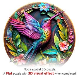 KaayeeWood Wooden Puzzle for Adults, 300 Pieces, 3D Vision Effect, Colourful Hummingbird Wooden Puzzle, Unique Wooden Puzzle with Wooden Box, Birthday Gift for Adults and Children