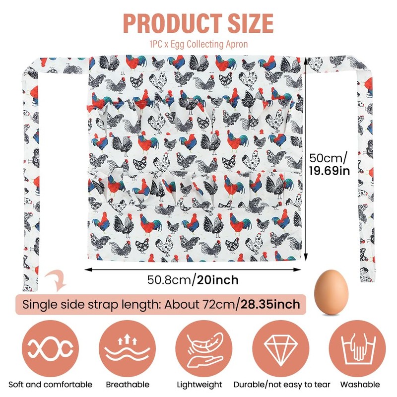 NINEFOX Egg Apron, Egg Collecting Apron for Chicken Duck Goose