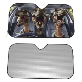 Dujiea Car Front Window Sunshade, Funny Driving Dinosaur Foldable Auto Windshield Sun Shade Uv Heat Sun Visor Protector-Keeps Your Vehicle Cool- Medium