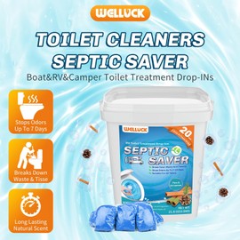 WELLUCK 20 Packs RV Toilet Treatment Drop Ins, Black Tank Deodorizer for Camper, Marine Portable Toilet, Break Down Waste and Tissue, Septic Tank Treatment, Kit for 20 Week (Pine&Cinnamon)