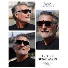 Eyekepper Flip-up Clip-on Sunglasses Polarized 60x43 MM 4-Pack Metal Glasses Clip (Grey Lens)