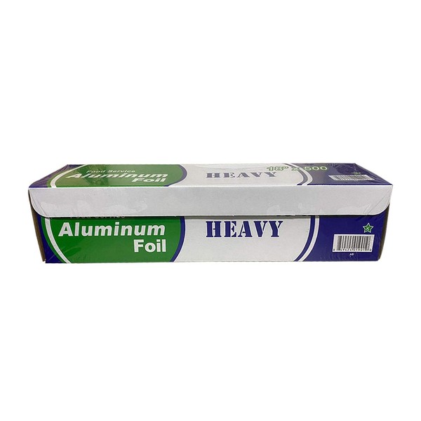 Heavy Duty Super Aluminum Foil | Heavier Than Standard | Commercial Grade & Thick Foil Wrap for Food Service Industry | Strong Silver Foil, 18 inches by 500 Feet Long (1 Box)