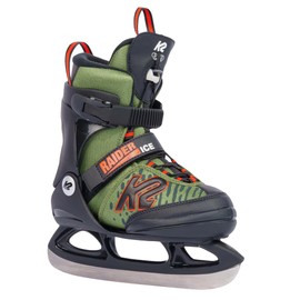 K2 Raider Ice Boys Adjustable Ice Skates - Green Orange / 8-12