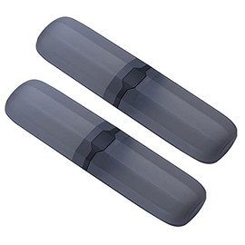 2Pcs Travel Toothbrush Case Holder Hard Plastic Portable Toothbrush Toothpaste Storage Box Container for Travel Camping Home School Business Use, Transparent Black