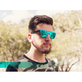 FEISEDY Womens Sunglasses Trendy Mirrored One Piece Lens Men Reflective Sun Glasses B4114