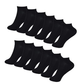 GM Apparel Ladies Bamboo Trainer Socks – 6 Pairs Breathable Low-Cut Sports Ankle Socks for Women, Soft & Breathable Eco-Friendly Socks – Size UK 4-8 / EU 37-42 (Black)