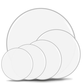 Ktaxon 5 Pieces Drum Heads, 12" 13" 14" 16" 22" PET Drum Head Set, Standard Drumhead Pack Fit for Rock & Metal - White