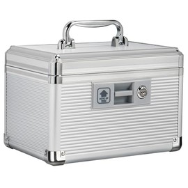 Caja de seguridad para medicamentos con llave, caja de aleación de aluminio para medicamentos, botiquín de primeros auxilios con bandeja extraíble par