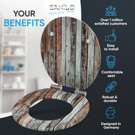 Sanilo Toilet Seat ROUND with Soft Close, Quiet and Slow Close Lid and Seat, Strong Bumpers and Hinges, Antique