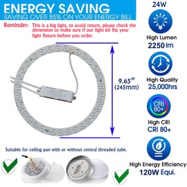 OLYMSTAR 24W Ceiling Fan LED Ring Light Engine Upgrade PCB Light Board, Equivalent to 100W Incandescent Bulb, 4500K Natural White (1 Pack)