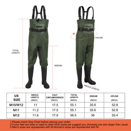 MYDAYS OUTDOOR Fishing Waders for Men/Women,Boot Foot Chest Wader,2-Ply Nylon/PVC Waterproof Fishing Boots for Hunting with Boot Hanger and Fishing Fanny Pack (M11)