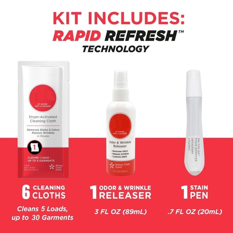 At Home Dry Cleaner Starter Kit with 6 Cleaning Cloths,