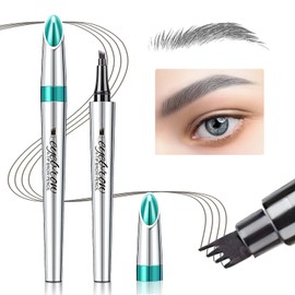 Eyebrow Pencil Eyebrow Microblading Pen Micro 4 Point Brow Pen Lift & Snatch Eyebrow Eye Makeup Long-Lasting Waterproof & Smudge-proof Natural Eyebrow Hair (Dark Gray)