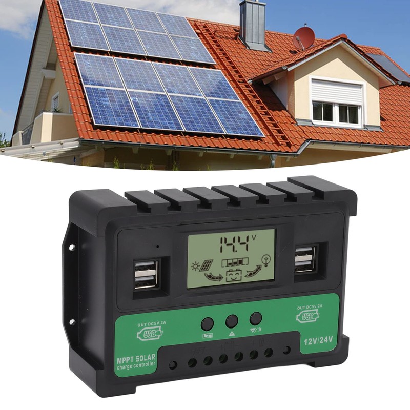 Solar Controller 12V 24V Charge Discharge PV Regulator LCD Display