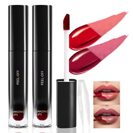 DAGEDA 2 Colors Peel Off Lip Liner Stain Set, Tattoo Color Lip Tint Stain, Long Lasting and Waterproof Lip Stain Peel off Lip Makeup,Peel Off Lip Liner with Natural Matte Finish (03+05)