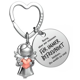 FABACH Best Friend Keyring Guardian Angel with Heart and Engraving – Best Friend Gifts Key Ring – Best Friends Gift Angel Lucky Charm Best Friend, You know too much