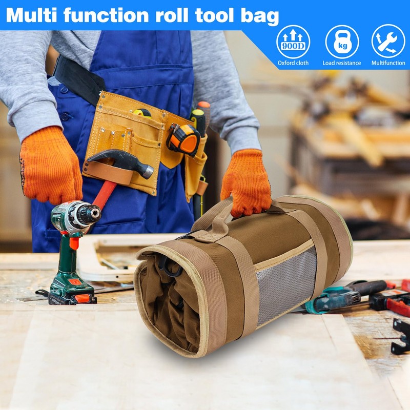 Nutmanel Roll Up Tool Bag, Tool Roll Bag, Wrench Roll