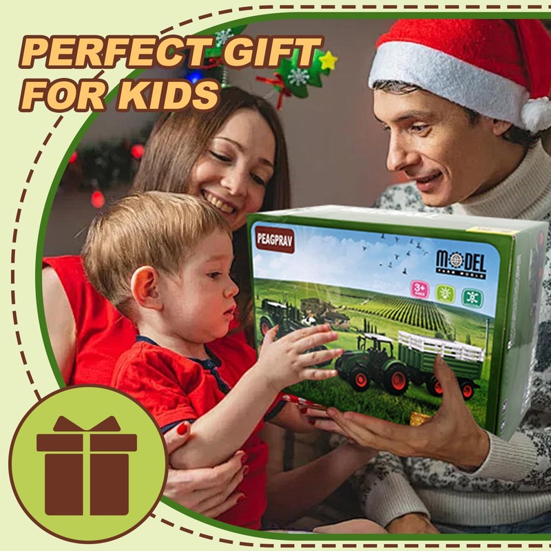 Peagprav Farm Toys Tractor with Trailer-16.5 Inches Tractor Playset 1/24