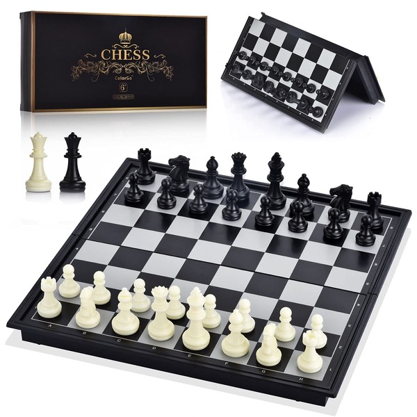 ColorGo Chess Set with Folding Magnetic Travel Games Board and