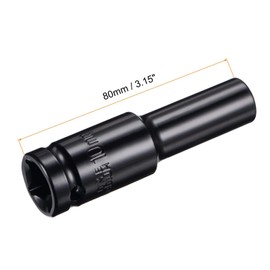 TA-VIGOR Deep Impact Socket, 1/2 Inch Drive by 10mm Deep Impact Socket, Heat-Treated CR-V Steel 10mm Socket, 1/2 Drive with 80mm Length 6-Point Socket for Home Car Repair