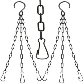 Meinvcisi Heavy Duty Black Metal Hanging Chains for Plants Pots Baskets, Replacement Chains, 23 Inch, 60 lbs Capacity, 2 Packs, Anti-Rust, Adjustable, for Heavy Planters, Bird Feeders, Lanterns.