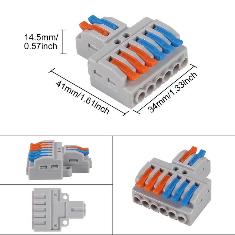 10 pcs Lever Wire Connectors (2 in 6 Out),Quick Wiring
