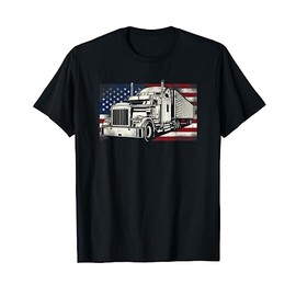 Trucker Truck Driver American Usa Flag Vintage T-Shirt