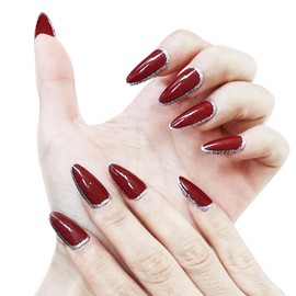 Press On Nails Soft Gel Press On Nails Short with Nail Glue 12 Sizes Women Girls 24pcs-red