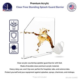 Clear Acrylic Sink Splash Guard 15.75" x 16" x 4.5" with Easy-Reach Cutaway and Anti Skid Feet Freestanding Durable Splatter Shield for Hospitals and Medical Complexes by Marketing Holders